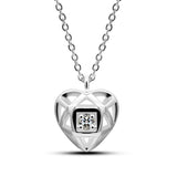 S925 Sterling Silver Peach Heart Women's Necklace Diamond-Encrusted Banquet