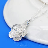S925 Sterling Silver Rose Necklace Women's Silver Collarbone Chain Jewelry