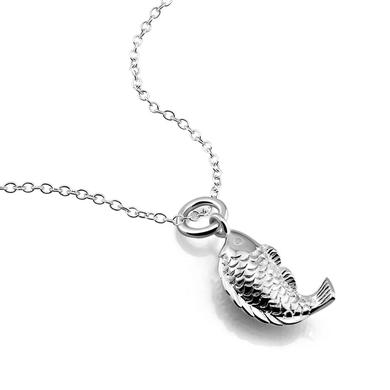 S925 Small Goldfish Necklace Solid Fish Pendant Women's Chain
