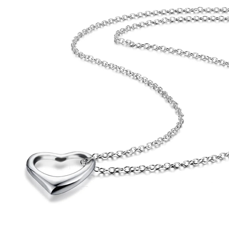 S925 Silver Heart Necklace for Women's Collarbone, Workplace Jewelry