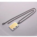 Muslim Allah 4 Qul Suras Stainless Steel Pendant Necklace Charm Islam Quran Gift