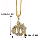 Muslim Allah Crystal Pendant Necklace Islam Arabic God Messenger Jewelry