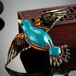 Enamel Birds Shape Brooch Pin Rhinestone Men Women Vintage Accessories