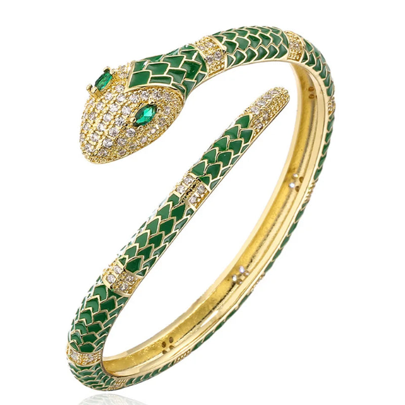 Colorful Enamel Snake Animal Bracelet & Bangle for Woman Dubai Copper Bracelet