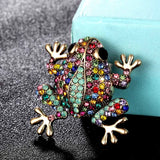 Vintage Frog Shape Brooches Men Women Rhinestone Crystal Opal Scarf Pins