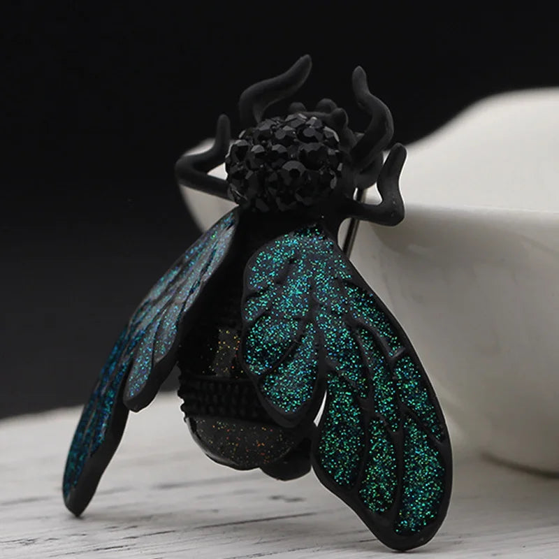 Green Enamel Insect Brooches Men Women Jewelry Christmas Hijab Accessories Brooc