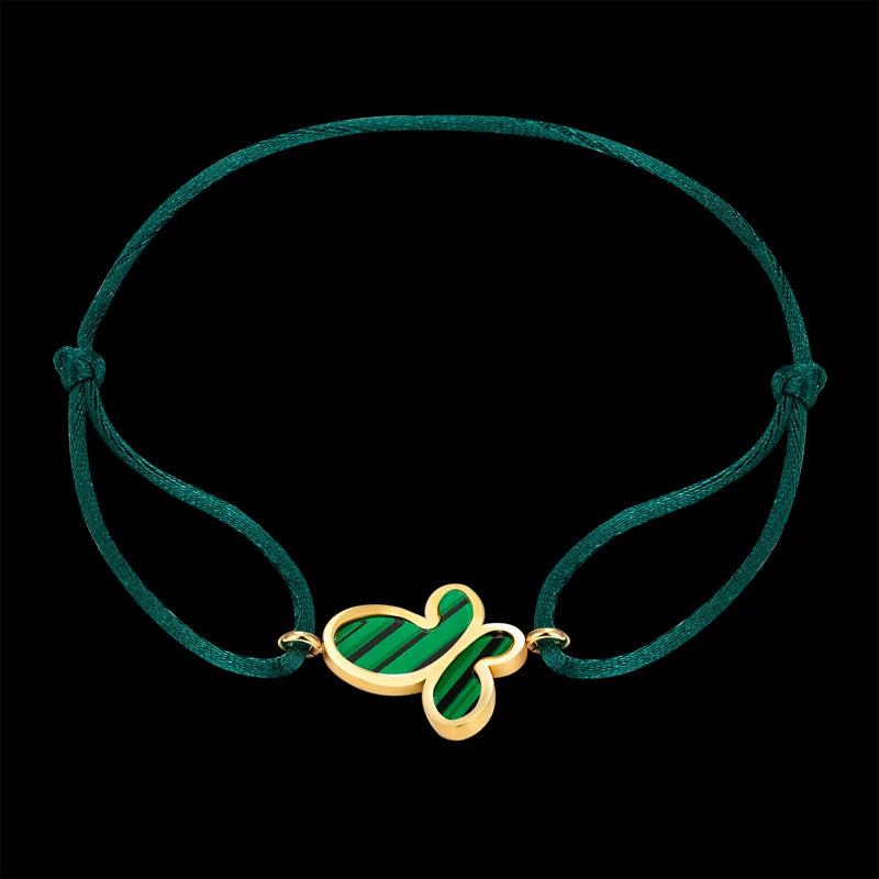 Adjustable Green Shell Butterfly Bracelet Unisex Valentine Couple Bangle