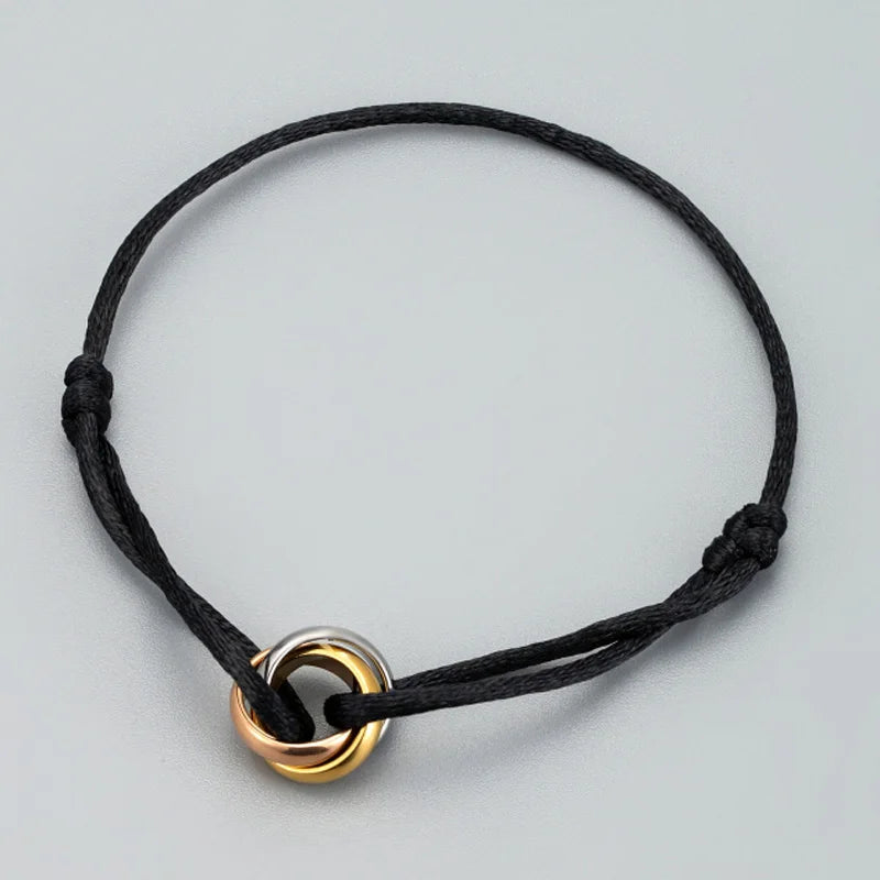 MultiColor Metal Bracelet 3 Buckle Ribbon Lace Up Chain Couple Jewelry