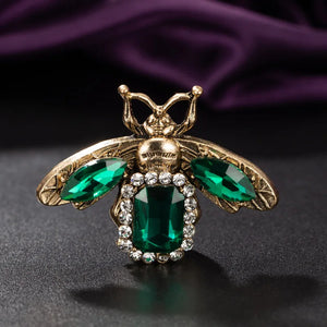 Green Rhinestone Crystal Bee Brooches Jewelry for Women and Men