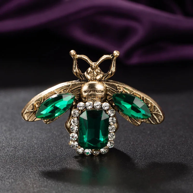 Green Rhinestone Crystal Bee Brooches Jewelry for Women and Men
