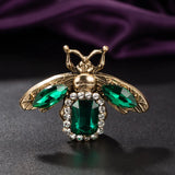 Green Rhinestone Crystal Bee Brooches Jewelry for Women and Men