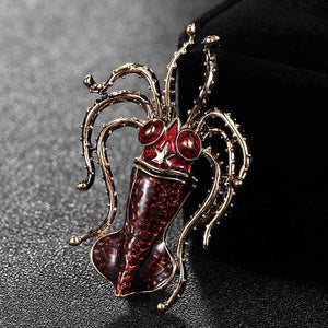 Red Octopus Punk Brooch Vintage Alloy Women Men Kids Clothes Decoration
