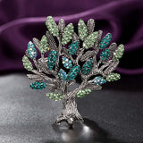 Vintage Wishing Tree Women's Pin Brooch Jewelry Green Pink Rhinestone
