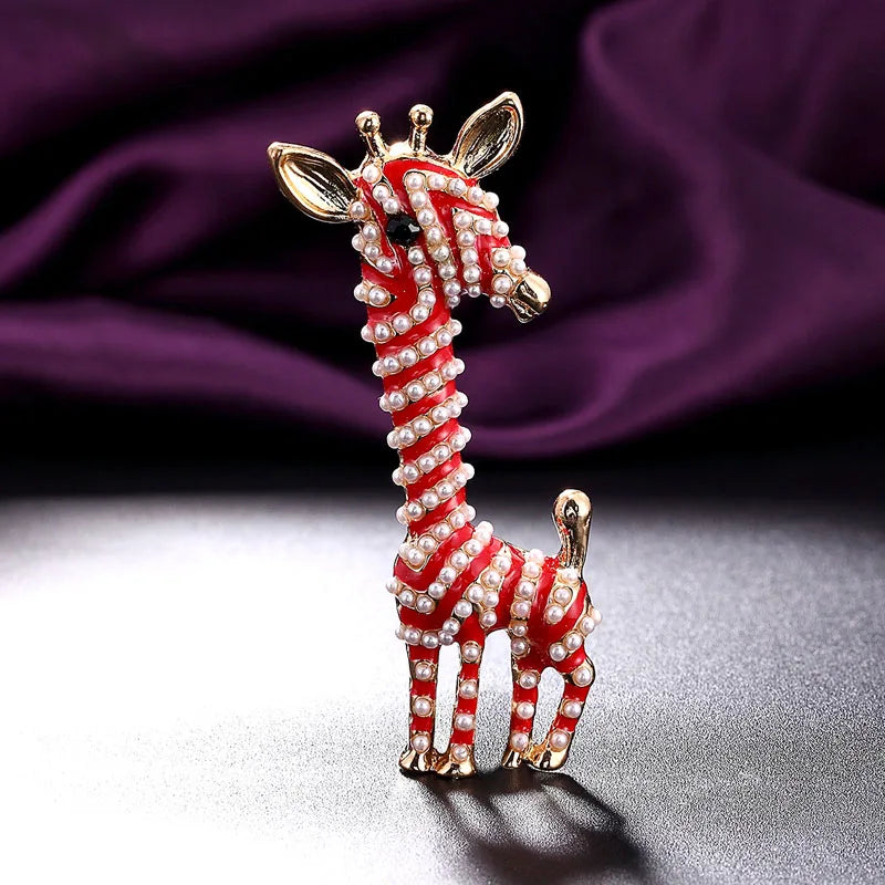 Deer Shape Pearl Brooch for Women Men Punk Scarf Pins